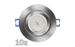 Einbauleuchten-Set McShine, 10xRahmen, 10xLED-Strahler,Edelstahl, 5W,500lm, IP44