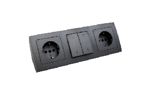 Steckdosenblock McPower Flair anthrazit, 2-fach Schutzkontakt + Schalter
