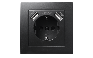 Schutzkontakt-Steckdose mit 2x USB McPower &#039;&#039;Flair&#039;&#039;,250V, 5V/2,1A,UP,matt schwarz