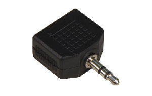 Klinke-Adapter, stereo 2x 3,5mm Kupplung auf 3,5mm Stecker