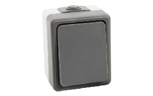 Feuchtraum Wechselschalter McPower Secure, 250V~/10A, IP44, Aufputz, grau