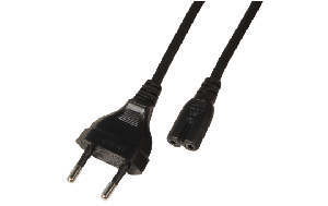 Euro-Netzkabel, Länge 1,8 m, 2x0,75 mm², schwarz