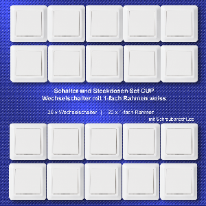 Wechselschalter McPower Cup 250V~/10A, UP, weiß, inkl. Rahmen, 20er-Pack