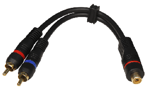 High-Quality Y-Adapter ''Y-2S'' 20cm Cinch 1xBuchse auf 2xStecker