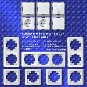 Schalter und Steckdosen Set McPower Cup Flur, 13-teilig, weiß