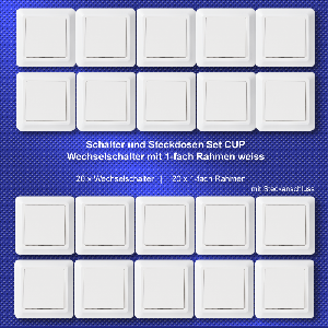 Wechselschalter McPower Cup Steckanschluss, weiß, inkl. Rahmen, 20er-Pack