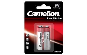 Block-Batterie CAMELION Plus Alkaline 9V, Typ 6F22, 1er Blister