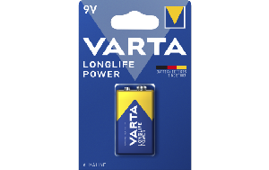 E-Blockbatterie VARTA Longlife Power 9V, Typ 6F22, 1-er Blister
