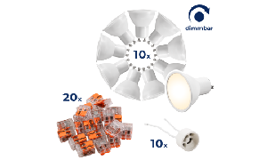 LED-Strahler Komplettset McShine, 10x MS-60 dimmbar, 10x Fassung, 20x Wago-Klemme