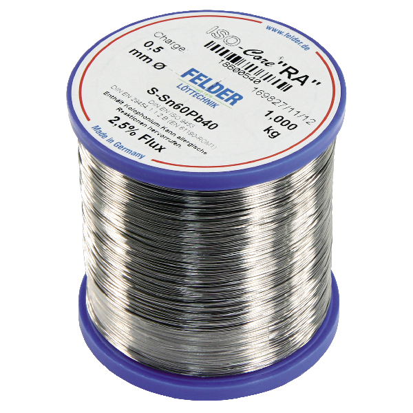 Lötzinn auf Rolle FELDER ISO-Core "RA", 0,5mm, 1.000g, bleihaltig (60%Sn 40%Pb)