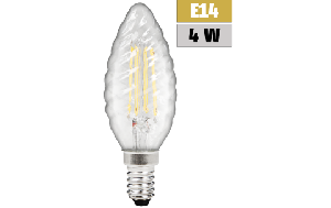 LED Filament Kerzenlampe gedreht McShine Filed, E14, 4W, 490 lm, warmweiß, klar