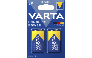 9V-Block Batterie VARTA Longlife Power Alkaline, 6LR61, 2er Blister