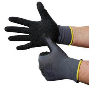 Montage-Feinstrickhandschuhe, Größe 9/L, grau, 13G-Trägermaterial, Latex