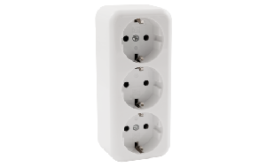Schutzkontakt-Steckdose 3-fach McPower ''Finery'', 250V/16A, AP, Einsteckschutz, weiß