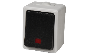 Feuchtraum Orientierungs-Schalter McPower Taff, 250V~/10A, IP44, AP, grau