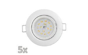 Einbauleuchten-Set McShine, 5xRahmen, 5xLED-Strahler, 5W, 400lm, 230V, weiß