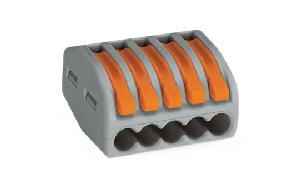 Classic-Verbindungsklemme WAGO, alle Leiterarten, 5 Klemmstellen, max 4mm²