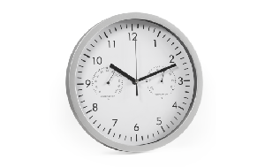 Design-Wanduhr McPower mit Thermo- &amp; Hygrometer, weißes Ziffernblatt, 25cm-Ø