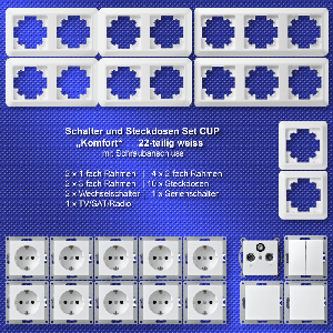 Schalter und Steckdosen Set McPower Cup Komfort, 22-teilig, weiß