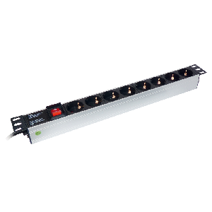 Steckdosenleiste für Rackeinbau 19, Aluminium, 8-fach, max.3.500W /16A