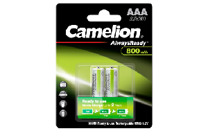 Micro-Akku CAMELION AlwaysReady, NiMH, 800 mAh, Typ AAA, 2er-Blister