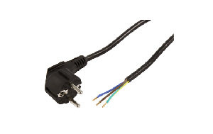 Schutzkontakt Netzkabel McPower mit blanken Enden, 3x 0,75mm², 5m, schwarz