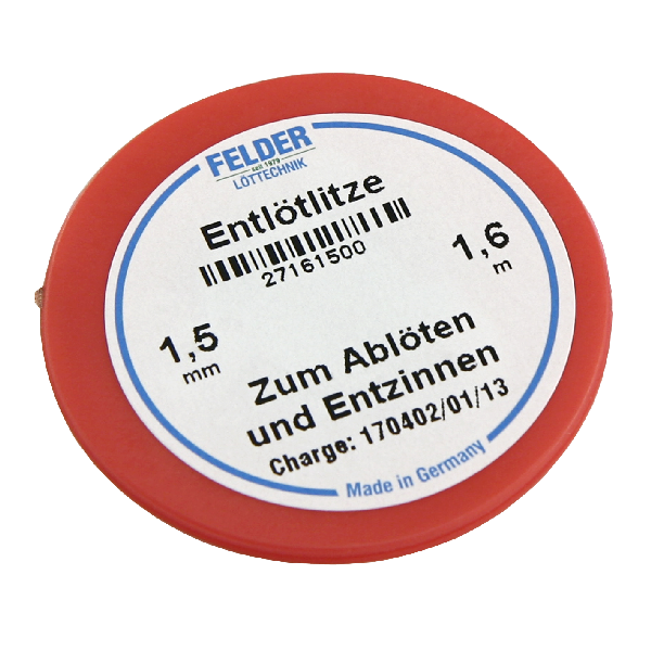 Entlötlitze FELDER, 1,50mm, mit halogenfreiem Flussmittel getränkte Kupferlitze, 1,60m Spule