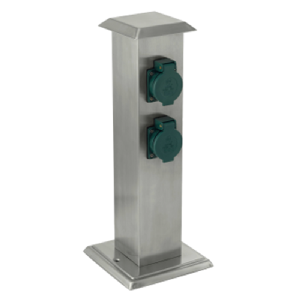 Garten-Steckdosensäule EGLO Park 4, Edelstahl/Kunststoff, grün, 40x11x11cm