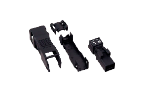 Stecker mit Zugentlastungsgehäuse WAGO, 2-polig, schwarz, 1,5mm²