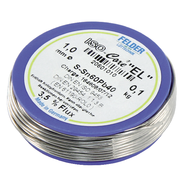 Lötzinn auf Rolle FELDER ISO-Core "EL", 1,0mm, 100g, bleihaltig (60%Sn 40%Pb)