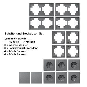 Schalter und Steckdosen Set McPower Shallow Starter 16-teilig, anthrazit