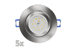 Einbauleuchten-Set McShine, 5xRahmen, 5xLED-Strahler, 5W, 400lm, 230V, Edelstahl