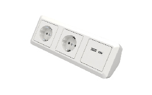 Steckdosenblock McPower ''Cup'' Aufbau, weiß, 2-fach Schutzkontakt + 2x USB A+C