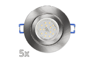 Einbauleuchten-Set McShine, 5xRahmen, 5xLED-Strahler, GU10, 5W, 500lm, Edelstahl