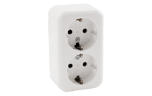 Schutzkontakt-Steckdose 2-fach McPower Finery, 250V/16A,AP,Einsteckschutz,weiß
