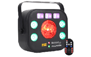 5-in-1 DMX-Lichteffekt IBIZA ''FULLMOON'' mit Wash, UV, RG Laser, Strobe & Astro