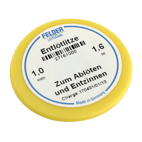 Entlötlitze FELDER, 1,0mm, mit halogenfreiem Flussmittel getränkte Kupferlitze, 1,60m Spule