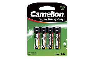 Mignon-Batterie CAMELION Super Heavy Duty 1,5 V, Typ AA, 4er-Blister