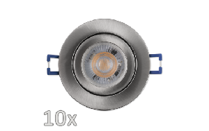 Einbauleuchten-Set McShine, 10xRahmen,10x LED-Modul, 5W, 400lm, 230V, Edelstahl,