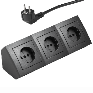 Steckdosenblock McPower Flair 250V~/16A, anthrazit, 3-fach, 2m Kabel+ Stecker