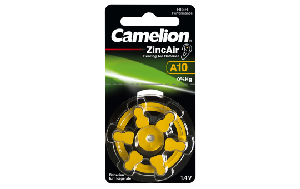 Knopfzelle CAMELION, A10, Zink-Luft, 6er-Blister