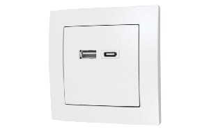 USB-Ladedose McPower ''Flair'' 2-fach, USB-C, PD 3.0 20W, weiß