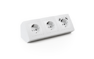Steckdosenblock McPower ''Flair'' Aufbau, weiß, 3-fach Schutzkontakt + USB