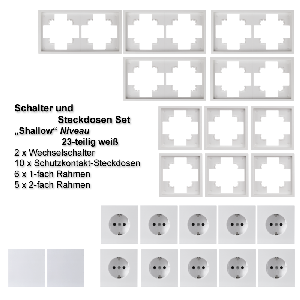 Schalter und Steckdosen Set McPower Shallow Niveau, 23-teilig, weiß