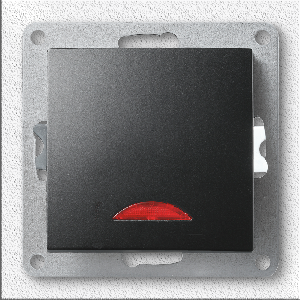 Schalter McPower Flair, 250V~/10A, UP, matt schwarz mit Kontroll-Leuchte