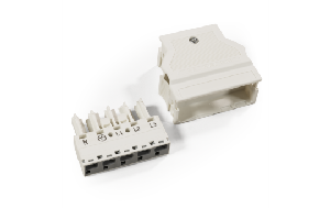 Buchse mit Zugentlastungsgehäuse WAGO, 5-polig, 4mm², weiß