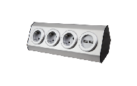 Steckdosenblock McPower ''Premium'' Aufbau, Edelstahl, 3-fach Schutzkontakt + USB