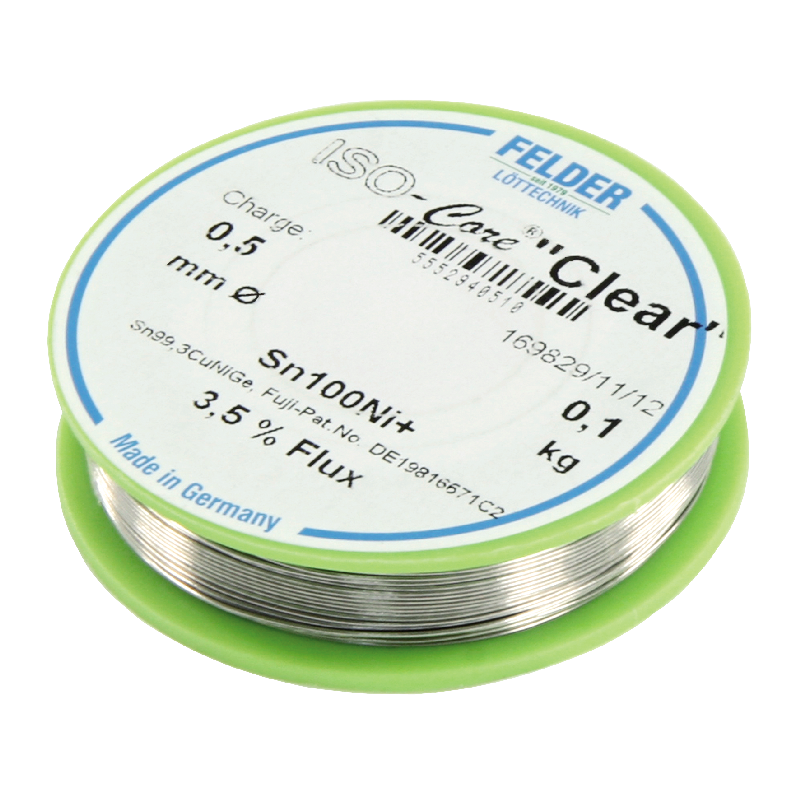 Lötzinn auf Rolle FELDER ISO-Core Clear, 0,5mm, 100g, bleifrei (Sn100%Ni+)