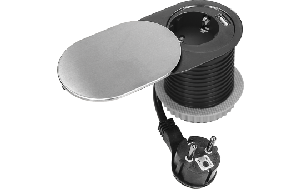Tisch-Einbausteckdose 1x2P+E, 1x USB A+C PD20W, silber-schwarz