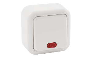 Schalter McPower Finery, 250V/10A, AP, weiß, mit Kontrollleuchte
